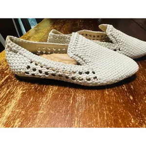 BIRDIES The Starling White Woven Leather Slip On Loafers Flats size 6 thumbnail 4