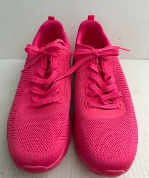BOBS from Skechers Chaos Hot Pink Knit Lace-Up Sneakers thumbnail 1