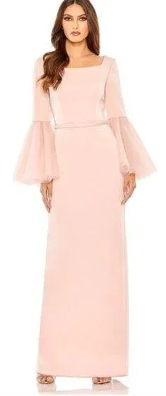 MAC DUGGAL Square Neck Bell Sleeve Column Gown in Rose Size US 8 thumbnail 1