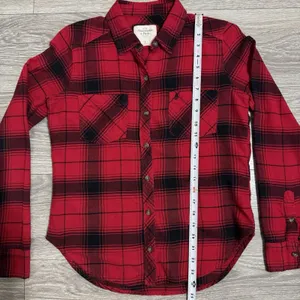 Abercrombie & Fitch Red‎ black Check Plaid Button Down Womans Career Shirt S thumbnail 11