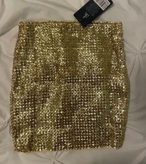 Gold Sequin Mini Skirt Size M thumbnail 4
