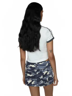 Mango Camouflage Mini-Skirt with Belt NWT Lindsay Blue Size 8 / EUR 40 thumbnail 2
