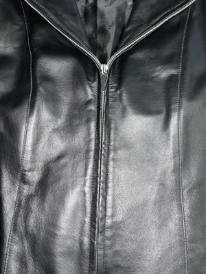 East 5th Black Leather Jacket Coat Women’s Size Medium Full Zip Side Pockets EUC thumbnail 3