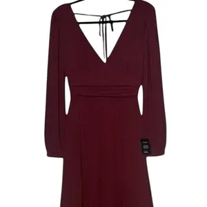 NWT Lulus Love You So Long Sleeve Openback Maxi Dress VNeck SideSlit S Burgundy thumbnail 4