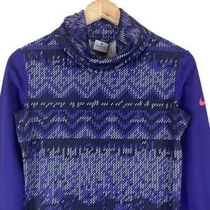 Nike Pro Hyperwarm Nordic Infinity Athletic Top Womens M Purple Funnel Neck thumbnail 3