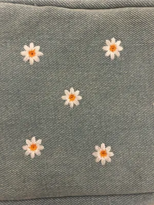 Daisy Embroidered Travel Pouch in Light Teal thumbnail 2