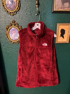THE NORTH FACE RED REVERSIBLE PUFF FUZZY VEST SIZE LARGE thumbnail 2
