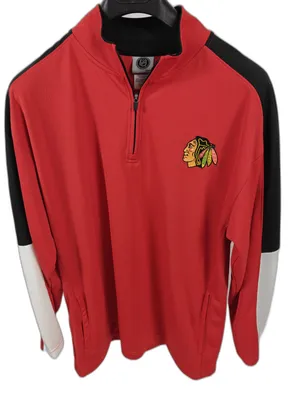 Men’s Chicago Blackhawks NHL Quarter Zip Pullover Red XL thumbnail 1