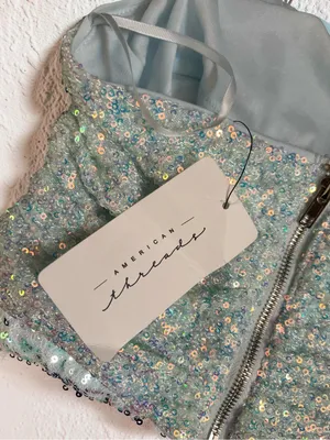 American Threads Aqua Iridescent Sequin Corset Top – NWT Size Small thumbnail 11