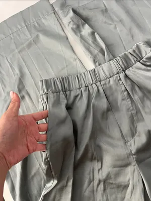 Daily Drills Silky Pull On Resort Wide Leg Satin Lounge Pants in Lagoon Green XS thumbnail 6