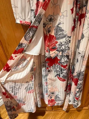 Anthropologie Hutch Giselle Floral Chiffon‎ Wrap Maxi Dress Red Jardin Sz Medium thumbnail 12
