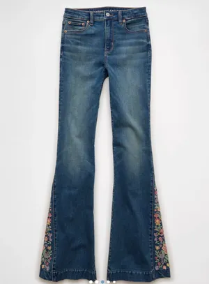 AE Super High-Waisted Embroidered Flare Jean thumbnail 2