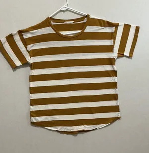 Madewell Short-Sleeve Crewneck Tee in Mustard & White Stripes thumbnail 1