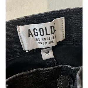 AGOLDE Sophie Crop High Rise‎ Black Denim Raw Hem Skinny Leg Jeans Size 28 thumbnail 3