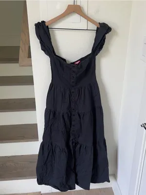 Staud Elio Off The Shoulder Dress in Black thumbnail 3