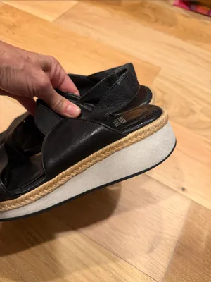 Eileen Fisher dash‎ strappy Black Leather Platform Espadrille Sandal 7 thumbnail 7