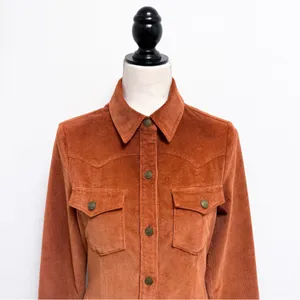 Faherty Harvest Brown Burnt Orange Corduroy Button Up Malone Shirt Dress XS New thumbnail 2