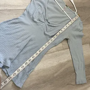 Free People Top cotton v neck scrunch babydoll womens Blue medium coquette girly thumbnail 7