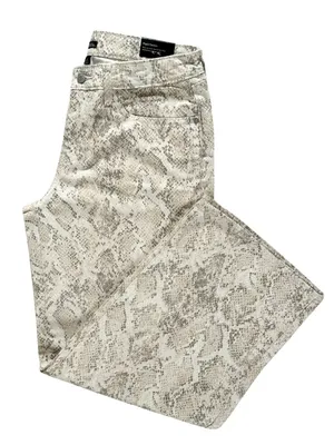 NWT Wild Fable Low Rise Baggy Wide Leg Snake-Print Jeans White Tan Size XXS thumbnail 10