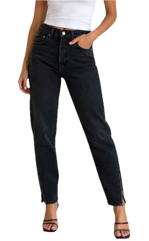 REDONE Women’s Black Zipper Ankle High Rise Cotton Denim Jeans Size 25 thumbnail 1