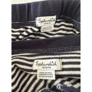 Splendid Pajama Set Women Medium Navy White Striped Henley Thermal Loungewear thumbnail 4