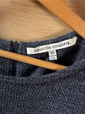 Collective Concepts Long Sleeve Fit-and-Flare Dress in Charcoal Gray thumbnail 4