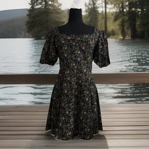 FRENCH CONNECTION Sz10 Fontini Puff Sleeve Mini Dress Baby Doll Floral Fairycore thumbnail 9