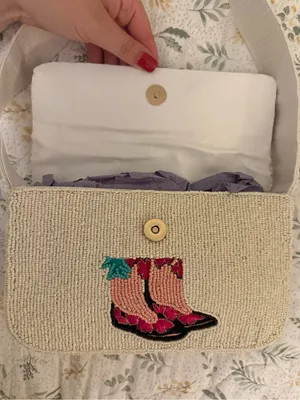 Viral Fall Cream BeadedBag with Floral Cowgirl Boots thumbnail 8