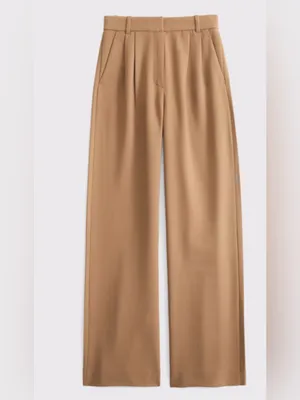 Abercrombie & Fitch High-Waist Wide Leg Pants in Camel Brown thumbnail 6