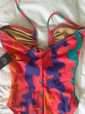 One Piece Swimsuit in Orange Purple Pink XS thumbnail 5