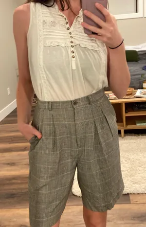 Vintage 90s Black And White Plaid High Waisted Mom Shorts thumbnail 5