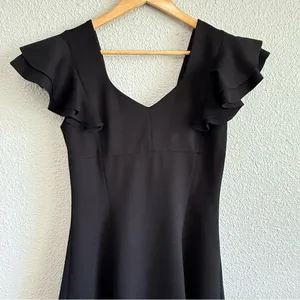 Elliatt Sicily Black Skater‎ Dress Size Large Ruffle Sleeves NWT thumbnail 4