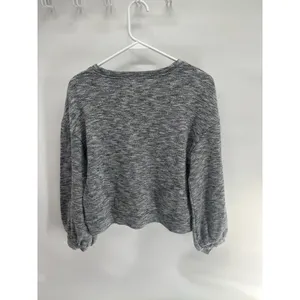 Madewell crewneck sweatshirt gray marled slub knit balloon sleeves‎ cropped M thumbnail 4
