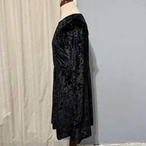 Mossimo Supply Black Velvet Crushed Long Sleeve Ruffle Trim Whimsigoth Dress L‎ thumbnail 6