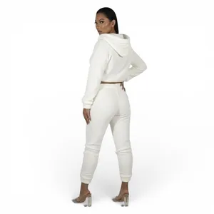 NWT Parisian Crop Sherpa Hoodie Jogger Set Womens 6 White Lounge Cozy‎ Neutral thumbnail 3