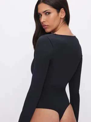 Good American Scuba Scoop Neck Bodysuit in Black Size Large thumbnail 2