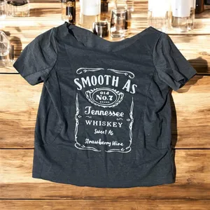 Medium Black and White Tennesse Whiskey heavy wide neck tshirt #246 thumbnail 1