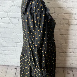 Madewell lucie smocked v neck mini dress Black Dress with Gold Dots size medium thumbnail 10