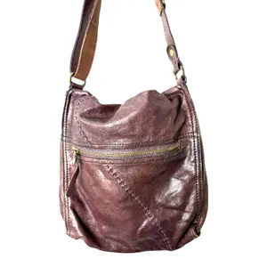 Lucky Brand Merlot Leather Distressed Foldover Boho Bohemian Western Crossbody thumbnail 3