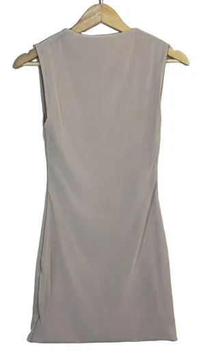 Filthy Wealth Clover Logo Solid Mini Dress Tan Minimalist Bodycon Size S thumbnail 1