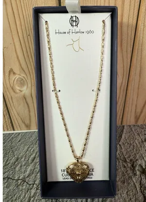 NIB House Of Harlow Cubic Zirconia Heart Locket "C" Initial Pendant Necklace thumbnail 3