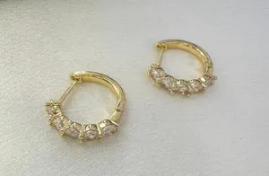 CZ Cubic Zirconia Gold Hoop Earrings for Women thumbnail 1