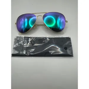AQS Women Aviator Sunglasses Gold Purple Teal Mirrored‎ Lens with Case & Cloth thumbnail 2