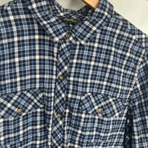 Eddie Bauer Blue White Plaid Flannel Button Down Shirt Womens XL Long Sleeve thumbnail 2