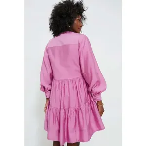 Hyacinth House Tuckernuck‎ NWT Amie Mini Dress Pink Magenta Pleated Bib Size M thumbnail 2