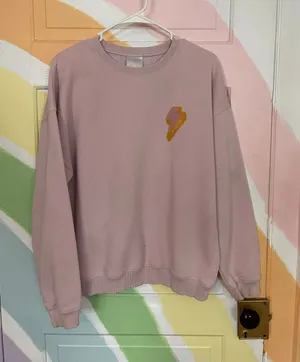 Starfit Pink Embroidered Lightning Bolt Crewneck Sweatshirt Small thumbnail 1