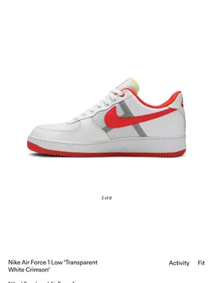 Nike Air Force 1 Low - White Crimson Size 7 Womens Worn Only Few Times Like New thumbnail 3