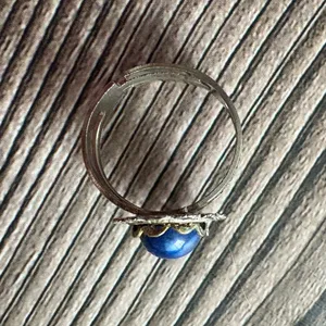Vintage Silver Tone Blue Gemstone Adjustable Ring 7 thumbnail 3