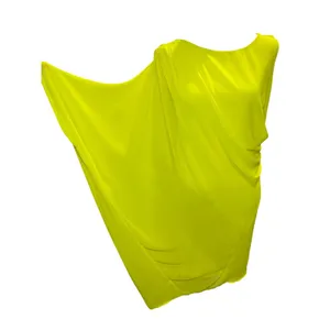 Bebe Neon Yellow Draped Bodycon Shift Dress Large Sleeveless Asymmetric Hem‎ thumbnail 2