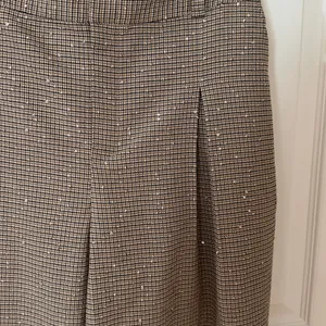 Elegant Tan Women's Pants wide leg plaid sequin stretch waist on 34th medium thumbnail 3
